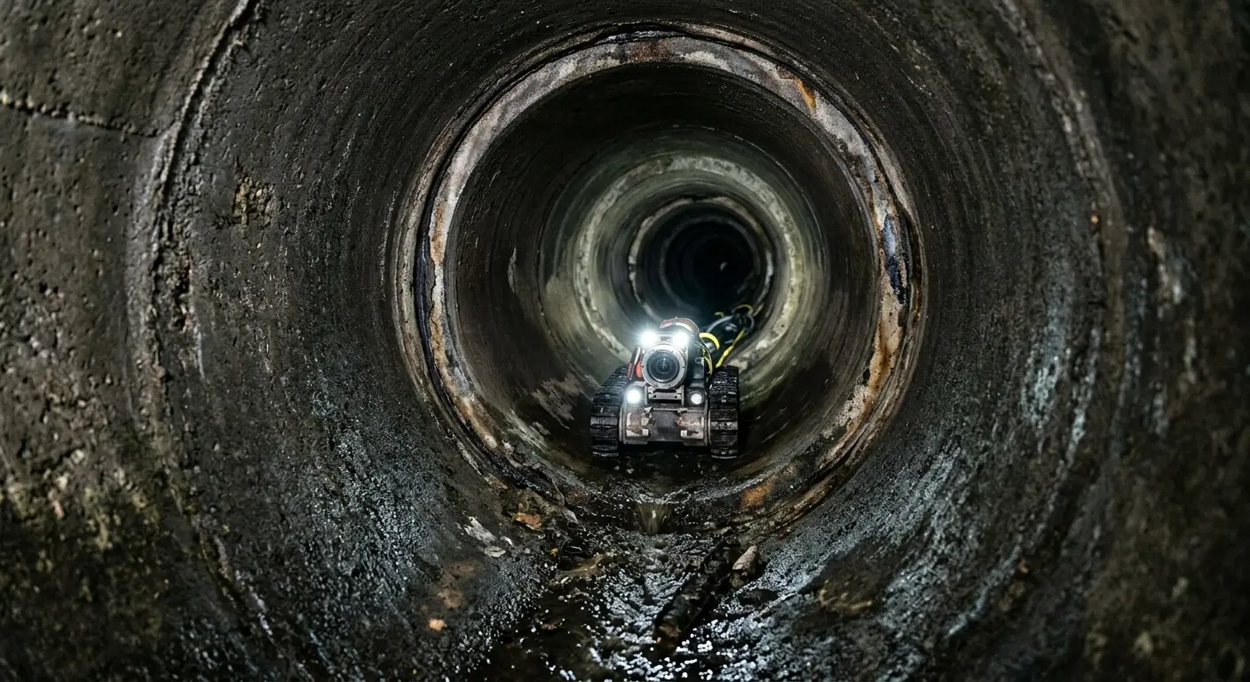 Robotic sewer camera inspecting pipe interior for Drain Snake Service in Marina